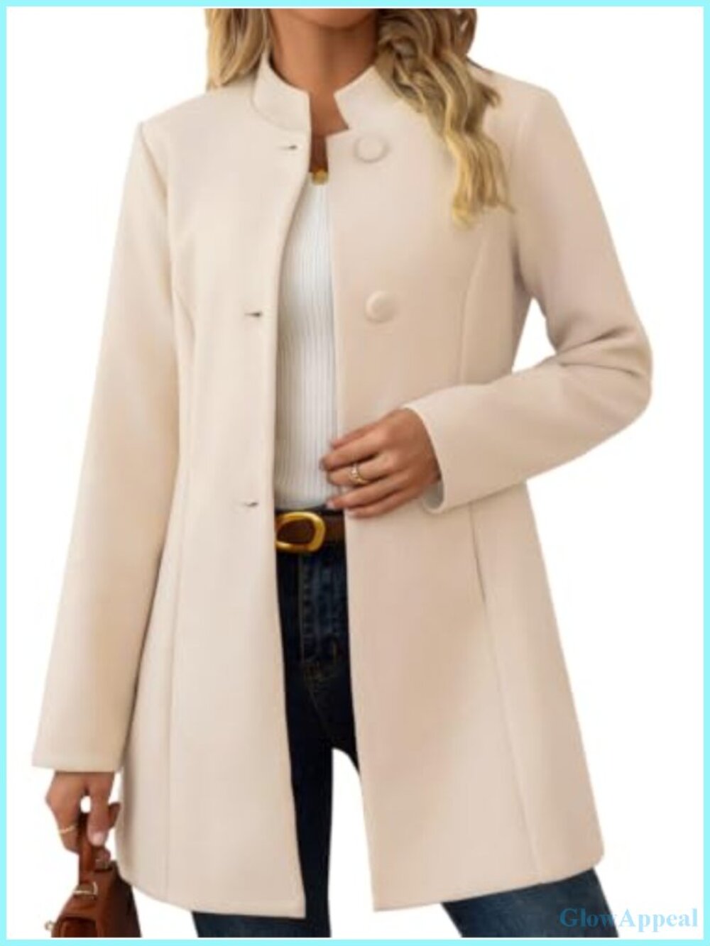 Women's Wool Blend Pea Coat Notch Collar Slim Fit Mid-Long Blazer